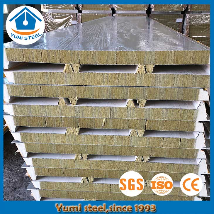 60mm thick acoustic polyurethane sealing rockwool sandwich panels for roof